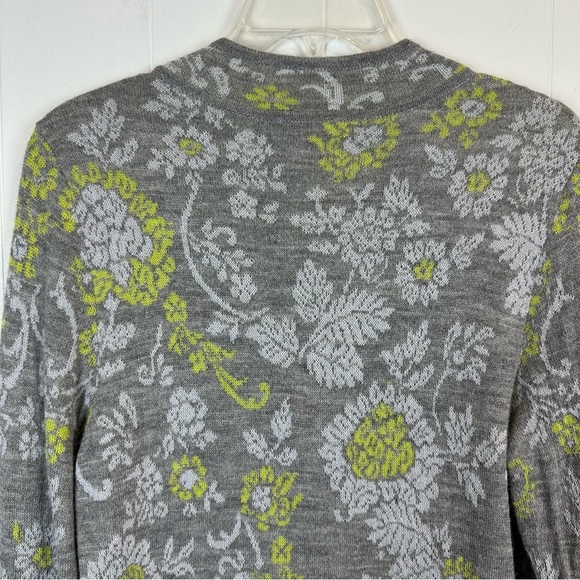 Novica Alpaca Gray Floral Long Cardigan Coat M - Picture 9 of 15